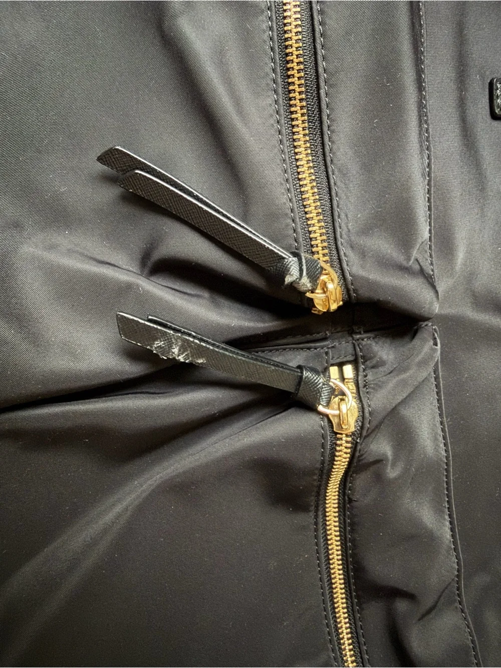 kate spade black nylon duffel with gold hardware